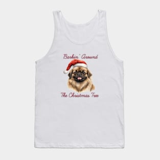 Christmas Pekingese Dog in Santa Hat Tank Top